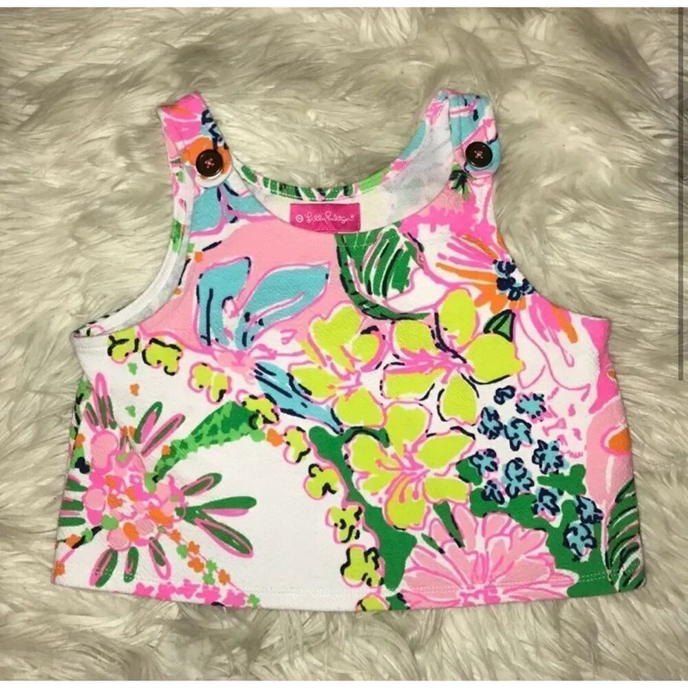 Lilly Pulitzer Nosey Posey Half Top, Crop Top Girls size M Medium 7/8